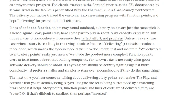 The Play, the points, and the biggest lie in software
