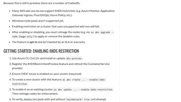 Restricting Pod Access to Azure IMDS (Preview)