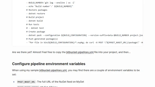 Building NuGet (.NET Core) using Atlassian Bitbucket Pipelines