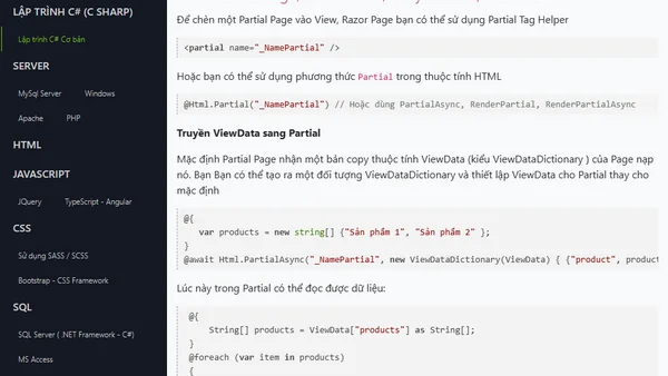 (ASP.NET Razor) Sử dụng Partial Page Partial View để chia nhỏ layout trang Razor