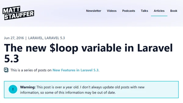 The new $loop variable in Laravel 5.3