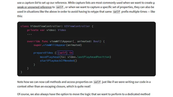 Two ways of capturing self strongly within a closure