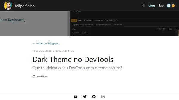 Dark Theme no DevTools