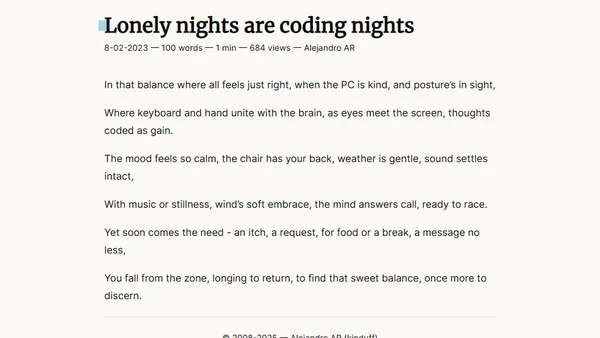 Lonely nights are coding nights