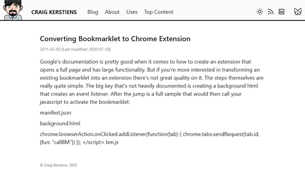 Converting Bookmarklet to Chrome Extension
