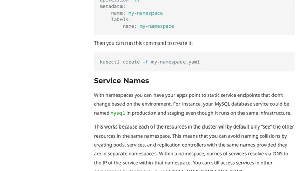 Using Kubernetes Namespaces to Manage Environments