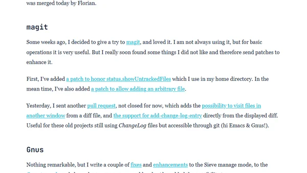 My latest contributions to the Emacs' world