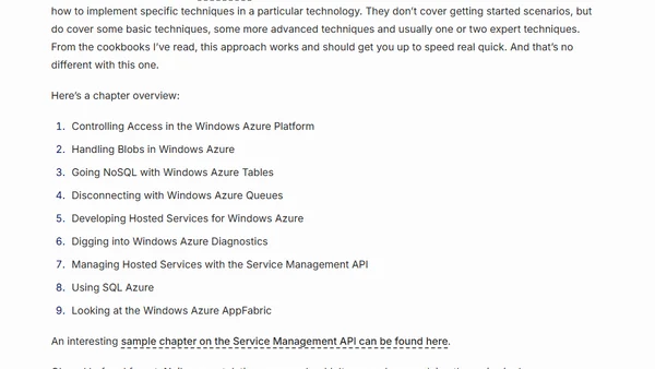 Book review: Microsoft Windows Azure Development Cookbook