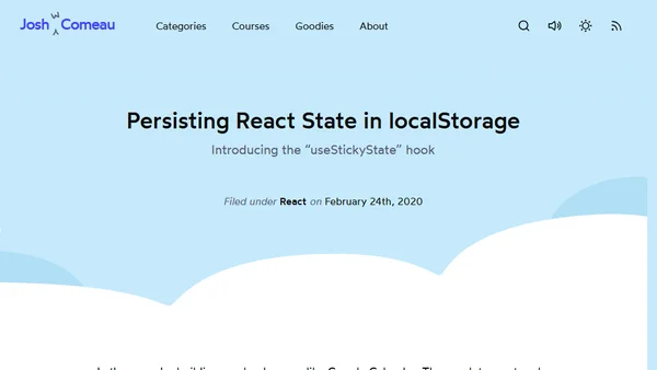 Persisting React State in localStorage