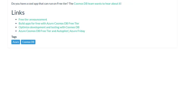 Azure Cosmos DB Free Tier