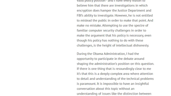 Response to Deputy Attorney General Rosenstein's remarks on Encryption