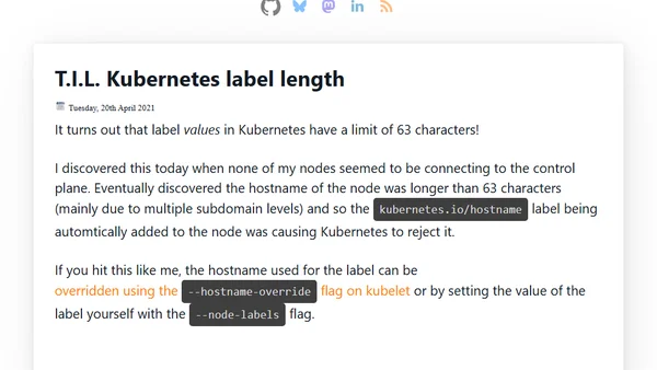 T.I.L. Kubernetes label length