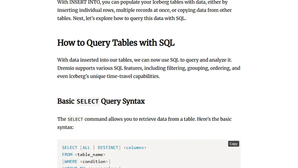 Intro to SQL using Apache Iceberg and Dremio