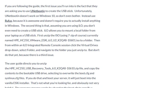 System Recovery for an HPE HyperConverged 250 running VMware