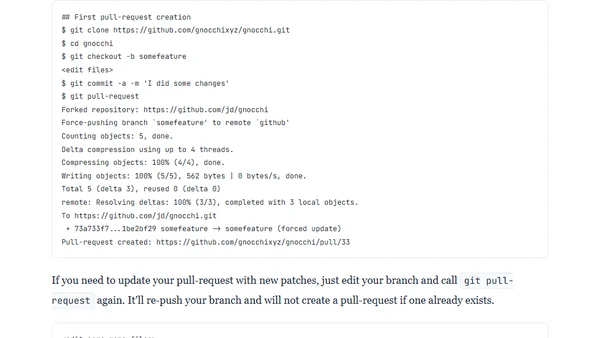 Sending GitHub pull-request from your shell