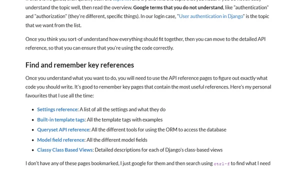 How to find what you want in the Django documentation