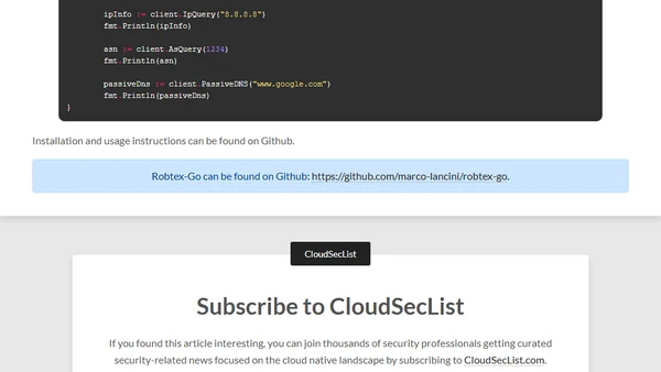 Robtex-Go: Go Client for the Robtex API