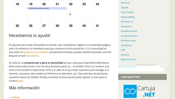Calendario común de comunidades .NET de España