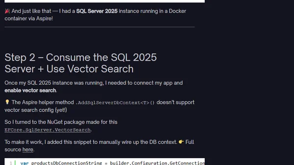 🧠 Using SQL Server 2025 Vector Search in .NET Aspire – eShopLite Style!