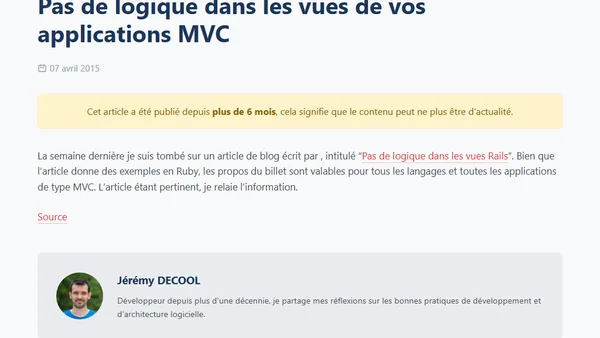 Pas de logique dans les vues de vos applications MVC