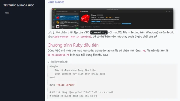 Giới thiệu Ruby và viết chương trình đầu tiên
