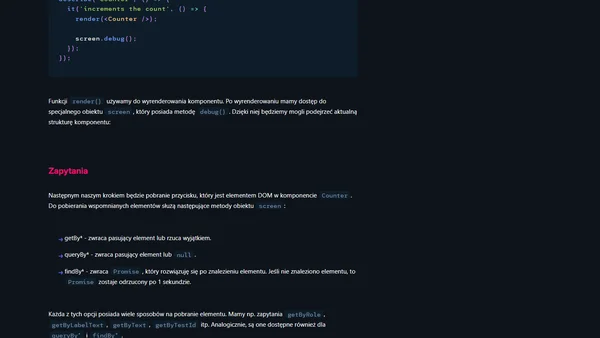 React Testing Library - podstawy