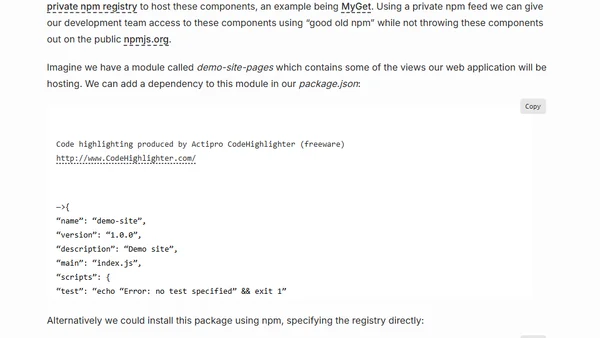 Working with a private npm registry in Azure Web Apps