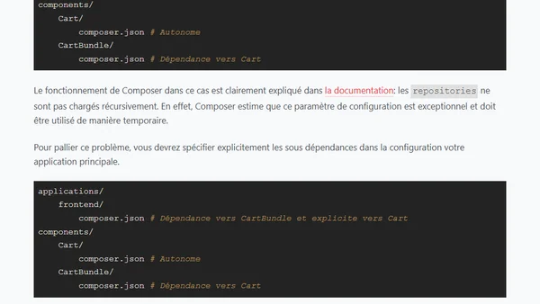 Les dépendances locales récursives dans un projet Composer