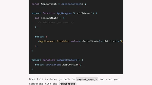 Using React Context for state management in Next.js