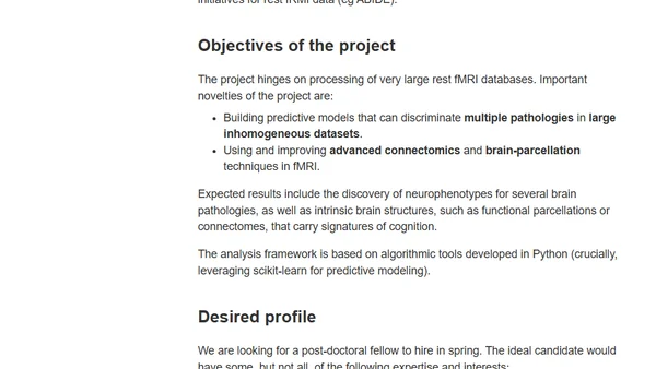 Job offer: data crunching brain functional connectivity for biomarkers