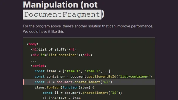 DocumentFragment and The DOM