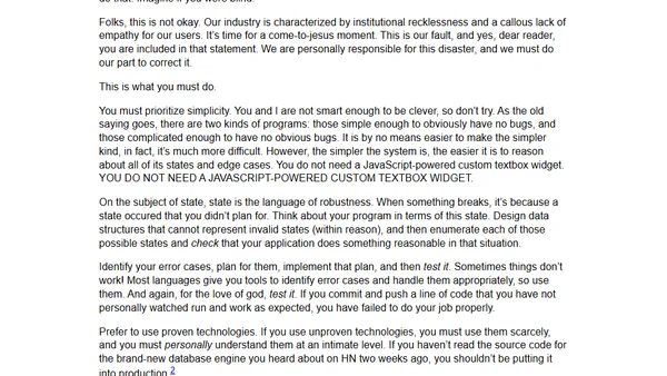 Software developers have stopped caring about reliability