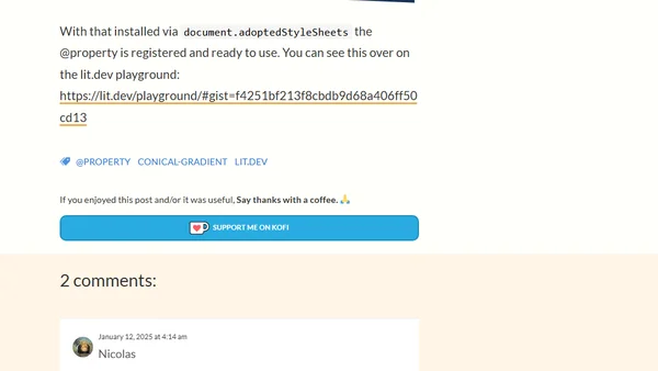 Using CSS @property inside shadowRoot (web components) workaround