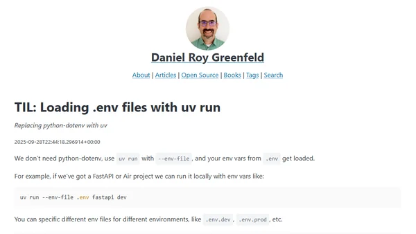 TIL: Loading .env files with uv run