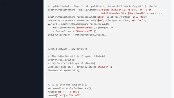 (ADO.NET) DataAdapter DataSet và DataTable tìm hiểu và sử dụng