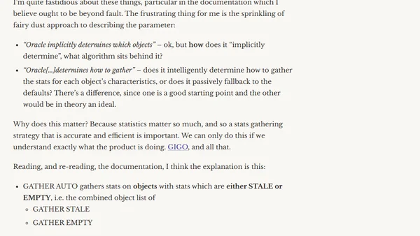 DBMS_STATS - GATHER AUTO