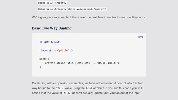 A Detailed Look At Data Binding in Blazor