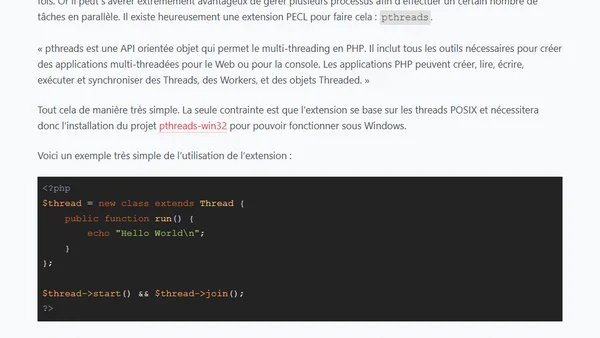 Gérer du multithread en PHP avec pthreads