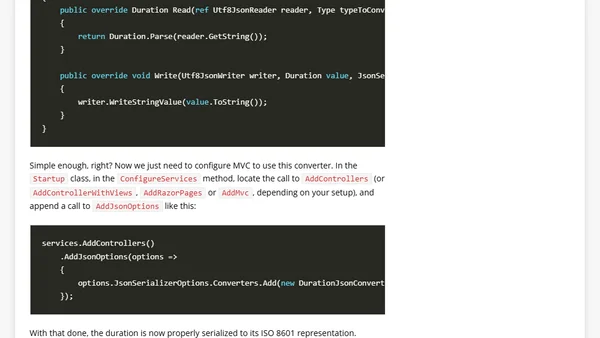 Exposing a custom type as a JSON string in an ASP.NET Core API