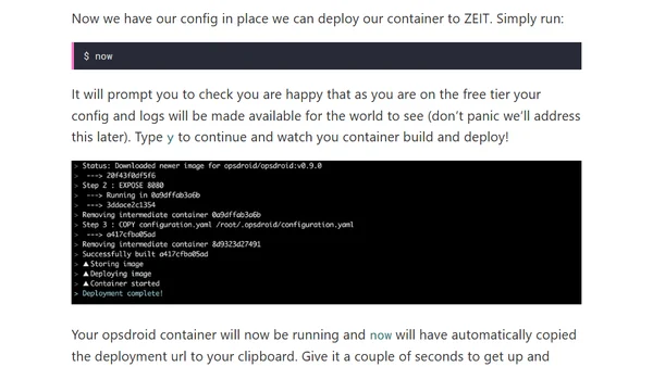 Deploying opsdroid using ZEIT