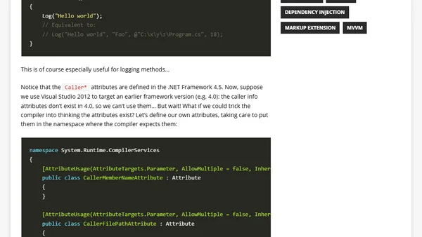 Using C# 5 caller info attributes when targeting earlier versions of the .NET framework
