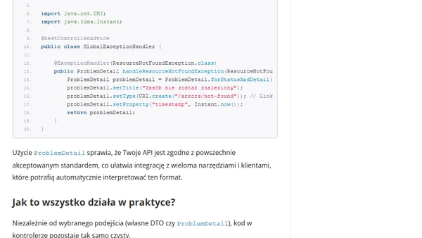 Jak napisać własny wyjątek w Springu i obsłużyć go globalnie?