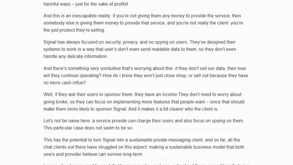 I like that Signal is looking for sponsors