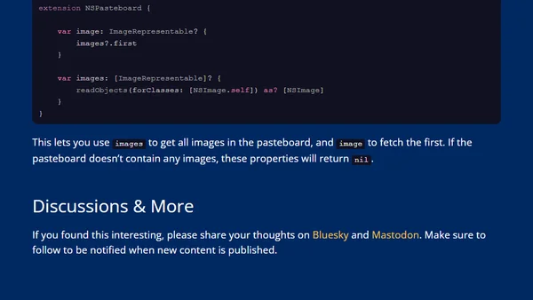 Getting images from the AppKit pasteboard