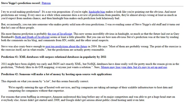 Steve Yegge's prediction record