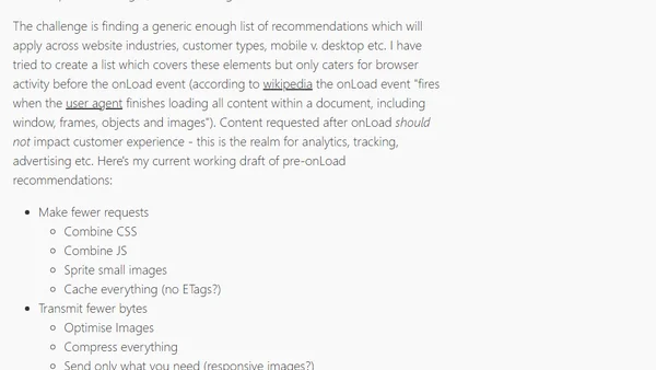 Web Performance Optimisation Basics