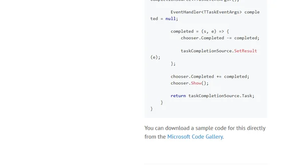 Windows Phone Choosers with async/await