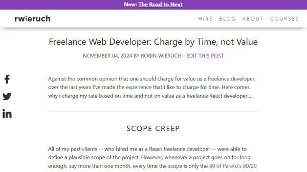Freelance Web Developer: Charge by Time, not Value
