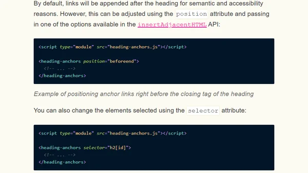 heading-anchors Web Component
