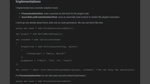 Introducing Isolator - a framework for running isolated code for .NET
